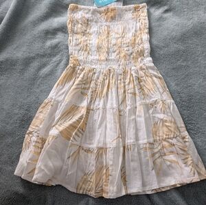 Tiare Hawaii White and Tan Dress